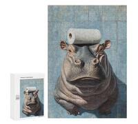 Hippos in The Bathroom A Unique Sight! Puzzle 1000 Pièces Educa Jouet en Bois Cadeau Unique Décoration Intérieure Jeu Éducatif Challenge Toy Adultes Et Enfants À Partir De 14 Ans 300 PCS