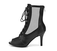 HIPPOSEUS Bottines de Danse Femme à Fermeture éclair arrière et Lacets Talon Haut 8cm Chaussures de Danse Sexy pour Heels Danse et Pratiques,Modèle 5136