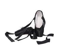 HIPPOSEUS Chaussures de Ballet de Pointe pour La Danse Classique en Noir avec Rubans de Satin pour Ballerines Femme Fille(Prendre Une Taille au Dessus),33 EU