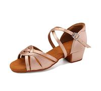 HIPPOSEUS Chaussures de Danse Latine Fille Rose Clair Salsa Bachata Souple avec Talon de 3 cm,34 EU