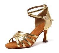 HIPPOSEUS Chaussures de Danse Latine pour Femmes Paillettes Dames Salle de Bal Chaussures de Danse Salsa Or,EU 37.5