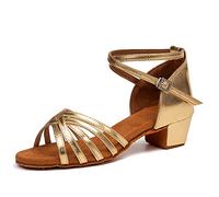 HIPPOSEUS Chaussures de Danse Latine pour Filles Or Talon Bas 3cm Chaussures de Danse Salsa pour Femmes pour la Pratique Performance,38 EU