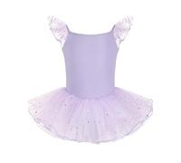 HIPPOSEUS Fille Robe de Ballet Danse Tutu Justaucorps de Ballet Danse Gymnastique Enfants Manches Courtes, Y04-Violet,6-8 Années
