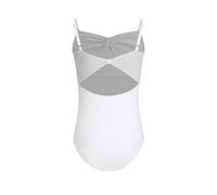 HIPPOSEUS Filles Justaucorps de Ballet Danse Nœud Papillon Arrière Bodysuit Vêtements pour Enfants,JL06S-Blanc,6-8 Années