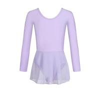 HIPPOSEUS Filles Justaucorps de Danse Robe de Ballet pour Enfants Manches Longues Justaucorps de Ballet Gymnastique, 7024-Violet,10-11 Années
