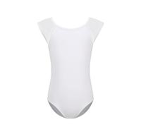 HIPPOSEUS Justaucorps de Ballet Danse pour Fille Manche Courte Fille Justaucorps Gymnastique Vêtements de Danse pour Enfant,XM02-Blanc,6-8 Années