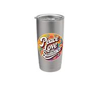 Hippy Peace Love And Summer Time Vacation Vacances Gobelet isotherme en acier inoxydable double paroi
