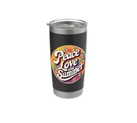 Hippy Peace Love And Summer Time Vacation Vacances Gobelet isotherme en acier inoxydable double paroi