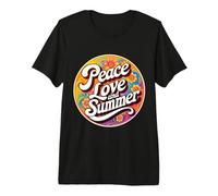 Hippy Peace Love and Summer Time Vacation Vacances T-Shirt Haut de Gamme