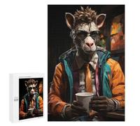 Hipster Monkey Sipping Coffee - Puzzle De Table pour Adultes, 1000 PCS, Cadeau D’Anniversaire De Couple - pour Un Défi Gratifiant Le W nd