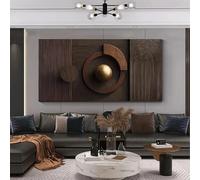 HIPWST Modern Abstract Canvas Painting Black Brown Gold Geometric Circle Simple canvas Wall Art Decor print and poster(40x80cm/Frameless)