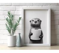 HIPWST Otter Poster Animal Bathroom Poster Otter Gift Otter Art Bathroom Wall Decor Poster Black and White Bathroom Print(70x100cm/Frameless)