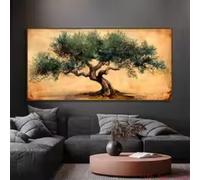 HIPWST Peinture sur toile d'olivier ancien symbole de paix et de sagesse - Décoration murale - 80 x 160 cm - Sans cadre