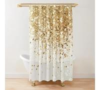 HIPWST Rideau de douche glamour à paillettes dorées, rideau de bain brillant, rideau de bain lavable avec crochets 90 x 180 cm