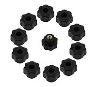 Hipzeepo 10 PièCes SéRies M6 Bouton de Filetage Interne Vis en Plastique TêTe éToile Bouton de Serrage Noir M6 X 25