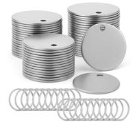 Hipzeepo 100 Pcs en Acier Inoxydable en Métal Vierge Tags Clés Tags Clés pour L'Estampage pour la Gravure avec un Trou de 1,2 Pouce