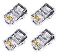 Hipzeepo 100 PièCes Connecteur RJ45 6U Plaqué ou Passage à Travers Les Câbles Ethernet Module Prise RéSeau RJ-45 TêTes de Cristal Cat5 Cat5E