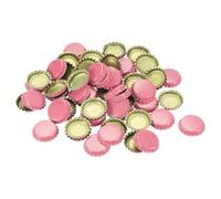 Hipzeepo 160 Bouchons de Bouteille pour Travaux Manuels, 2,5 cm, Décoratifs, en Métal, pour Bouteilles de Bière, Breloques Aplaties en Vrac, pour Bricolage, Rose