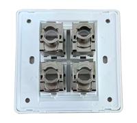 Hipzeepo 4 Sockets CAT6A RJ45 Faceplate LAN Network Outlet Jack Shielded Ethernet Wall Panel Board 86x86mm Network Installation