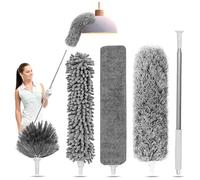 Hipzeepo 5-en-1 Kit Dusters Duster avec Poteau D'Extension, Plumeau Extensible avec 100 Pouces pour Nettoyer Les Ventilateurs de Plafond B