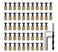 Hipzeepo 50 Jeux D'Inserts Filetés et de Boulons pour Bois, Assortiment de Vis et Écrous pour Meubles à Six Pans Creux 1/4-20 X 19/32"