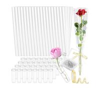 Hipzeepo 50 PCS Single Rose Sleeve avec Manche à Fleurs Simples, Épingles en Diamant et pour Bouquets pour la Fête des Mères de la Saint-Valentin pour la Fête des Mères de la Saint-Valentin