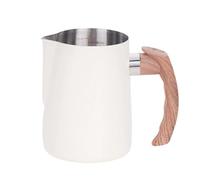 Hipzeepo 600 ML Espresso Mousser Le Pichet en Bois Poignée de Grain en Bois Puche à Espresso Tasse Blanche