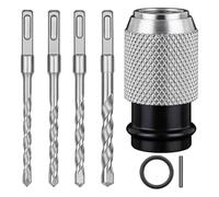 Hipzeepo Adaptateur de Perforateur Rotatif + Ensemble de 4 Forets à Percussion, Outil de Conversion D'Adaptateur de Marteau Électrique à Perceuse Inclus.