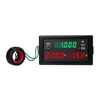 Hipzeepo Affichage Électrique CA 100 A, Tension, Courant, Facteurs de Puissance Active, KWh, Voltmètre, Ampèremètre, Compteur D'Énergie, Wattmètre, Réinitialisation, A