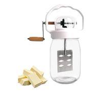 Hipzeepo Baratte à Beurre Manuelle en Verre avec Manche en Bois Capacité de 1,5 L Baratte à Beurre Manuelle en Pot Manivelle avec Manche en Bois