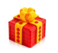 Hipzeepo Boîte à Énigme Drôle Surprise - Boîte Cadeau Farce - 3,14 Pouces, Boîte Imprimée en 3D avec Vis pour Cadeaux - Rouge-Doré