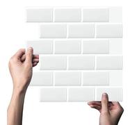 Hipzeepo Carreau Subway Pet Blanc 10 Feuilles Imperméable Autocollant à Colle, 12" Résistant à la Chaleur pour Mur de Cuisine