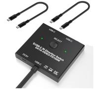 Hipzeepo Commutateur USB C-Directionnel 1x2 / 2x1 KVM Interrupteur pour 2 Ordinateurs Portables Monitor 100W Charge + 10 Gbps Données + 8k Transfert Vidéo