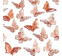 Hipzeepo Décorations de Chambre - 96 Pièces D'Autocollants Muraux en 3D en Forme de Papillon - Métallique pour Les Mariages et Les Fêtes en Or Rose