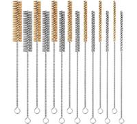 Hipzeepo Ensemble de 14 Brosses en Laiton et Acier Inoxydable pour Tubes, Brosses Rondes de 30 cm (12 Po), Brosses de Nettoyage à Poils Métalliques