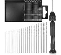 Hipzeepo Ensemble de Forets Mini Micro 21PCS Métriques, Jet de Carburateur 0,3-1,6 Mm, Perceuse à Main avec Étau pour Bricolage en Bois et
