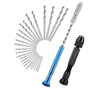 Hipzeepo Ensemble de Perceuses à Main avec Étau à Broches, Outil Rotatif à Main en Spirale Semi-Automatique et 25 Forets Hélicoïdaux de Type Mini (0,5-3 mm)