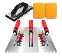 Hipzeepo Ensemble D'Outils de Réglage de Carreaux de 6 Pcs Comprenant une Truelle Carrée et un Flotteur de Coulis en Caoutchouc pour le Revêtement de Sol et L'Installation Du Mur