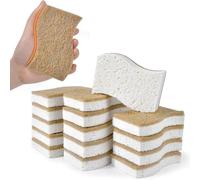 Hipzeepo Éponge de Cuisine Biodégradable - Pack de 15 - Éponge en Cellulose et Noix de Compostable en Matériau Naturel