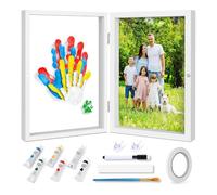 Hipzeepo Kit D'Empreintes de Mains Familiales, Souvenir à Faire Soi-Même, Cadre Photo avec Empreintes de Mains, Cadeaux Familiaux pour Nouvelle Maman, Nouveau, Nouveaux Parents, Blanc