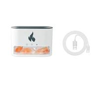 Hipzeepo Lampe à Feu en Pierre de Sel Cristalline avec Humidificateur d'air, Diffuseur D'Huiles Essentielles et 7 Couleurs de Flamme, Style Volcan, Blanc