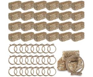 Hipzeepo pour la Pièce Maîtresse de Table de Cowboy Set 24 Pcs 12 Balles de Foin Décoratives et 12 Corde Chantée Torsadée Décoration de Fête à Thème Occidental B B