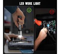 Hipzeepo Tournevis Sans Fil, Compatible avec pour les Embouts Hexagonaux de 1/4 Po et 4 mm, 4 Niveaux de Couple, 3 Modes D'Éclairage, Batterie Rechargeable de 1 500 MAh