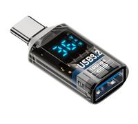 Hipzeepo USB 3.2 Adaptateur D'Affichage Numérique USB to Type C Adaptateur Données Transmission Chip Smart Power Meter (USB F to Type-C M)