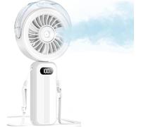 Hipzeepo Ventilateur de Brume à Main 4 Vitesses à Haute Vitesse Brume d'eau, Petite Main Rechargeable à Main 4000mAh Batterie Pliable Ventilateur Blanc