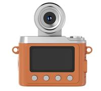 Hipzeepo Y7000 Mini Keychain Camera with Screen 1080P HD Portable Retro Compact Video Recording Functionality Flash Lamp Included Brown