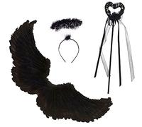 HIQE-FL Ailes d'ange,60cm Costume d'ailes d'ange,Bandeau,Baguette Magique,Fête,Célébration,Halloween, Noël,Déguisements pour Le Carnaval