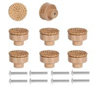 HIQE-FL Boutons de Tiroir en Bois Massif,8 Pcs Boutons de Porte D'Armoire en Bois,Poignée de Tiroir Avec Vis,Chambre d'enfant, armoire, penderie, placard de maquillage