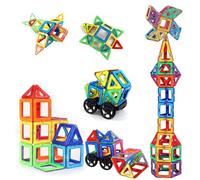 HIQE-FL Jeu Bloc De Construction,56 Pièces Jeux Aimanté Enfant,Construction Magnetique Enfant,Blocs De Constructions Aimantés Jouet Éducatif,Construction Magnétiques Enfants Jouet
