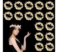 HIQE-FL LED Fleur Guirlande Cheveux,16 Pièces Couronnes de Cheveux lumineuses en Plumes,LED Bandeau Fleur,LED Plumes Bandeaux Lumineux Bandeau,Halloween,Noël,Décoration de Fête